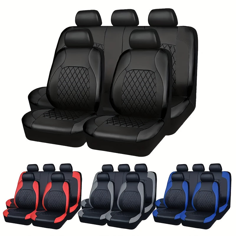 Luxury faux leather car seat covers - universal fit, easy to clean, durable, all-season protection.