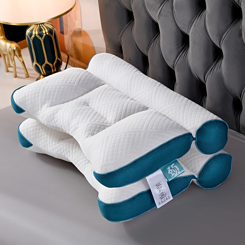 White Neck & Shoulder Support Pillow designed for comfort and spine alignment. Ideal for teens and those in recovery. Made with soft polyester fill. Dry clean only.