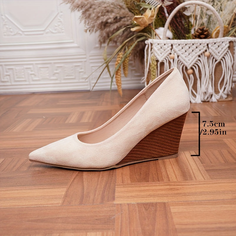 Casual women's wedge heels in solid color with a platform design for comfort.