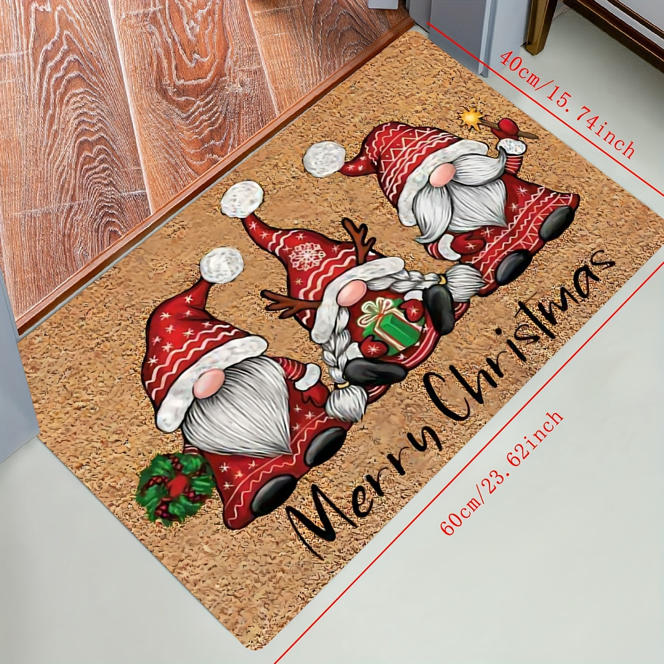 This Christmas Gnome Door Decoration Mat is perfect for keeping your home clean and festive. Made of durable polyester, it is dirt resistant and easy to clean. The mat is 1 centimeter thick and weighs 800 grams per square gram, making it ideal for both