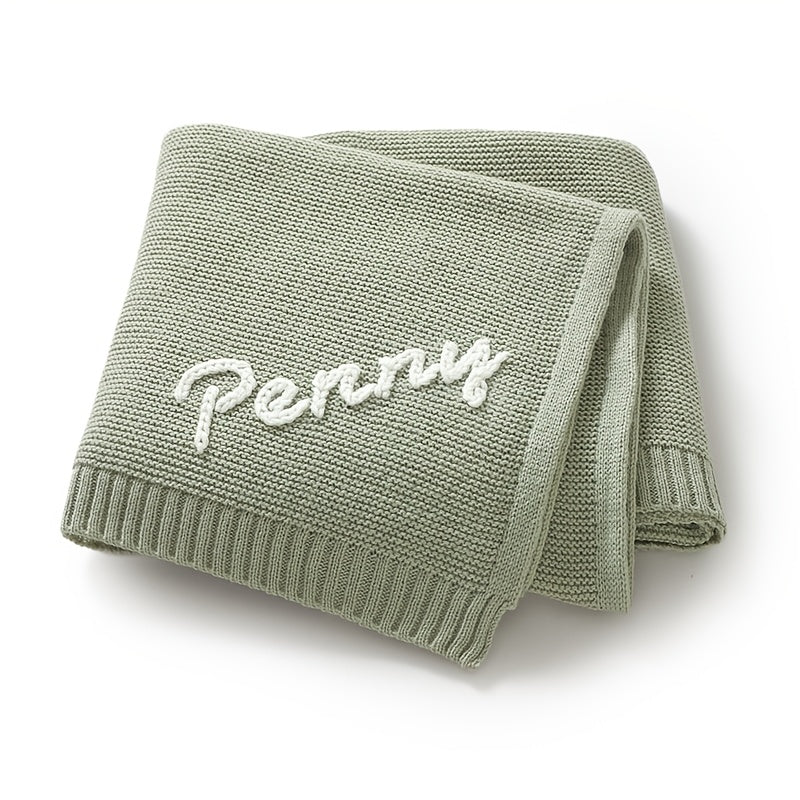 Customize your own name blanket with this soft and cozy acrylic knit blanket. Measuring 100*80cm, this blanket is perfect for all seasons. Give this unique woven blanket as a special gift for anniversaries or birthdays.