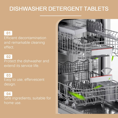 The Jakehoe 6-Count Dishwasher Detergent Tablets are formulated with sodium bicarbonate for safe cleaning of metal surfaces. These tablets provide residue-free cleaning and efficient stain removal while also acting as an odor eliminator. With a capacity