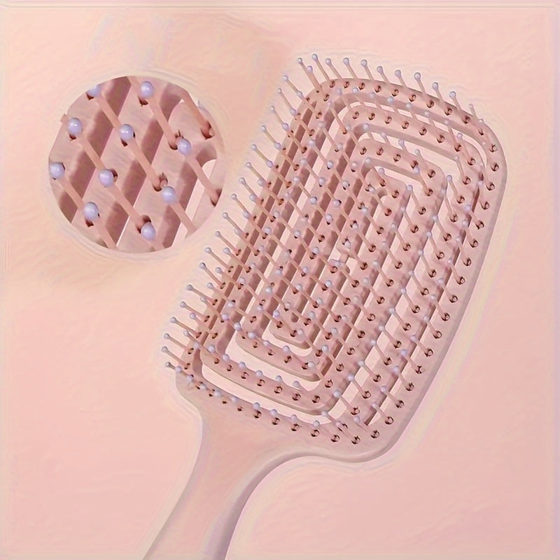 Large curved comb with rubber bristles for volume and scalp massage.