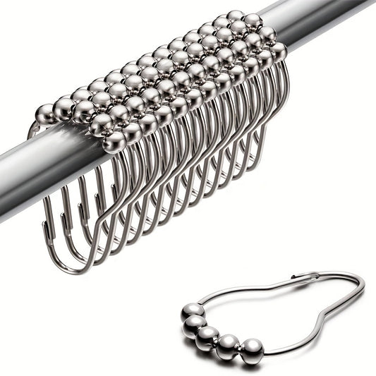 12 stainless steel shower curtain hooks for bathroom shower rods.