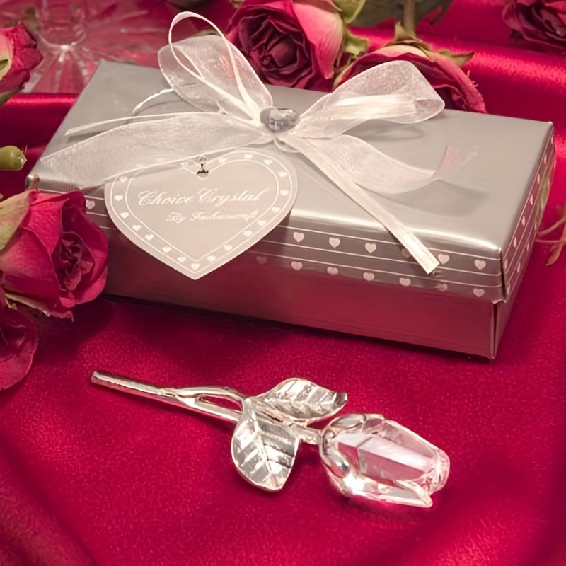 Crystal glass rose figurines, ideal for Valentine's Day, Christmas, weddings, or home decor. A perfect lovers' gift or souvenir.