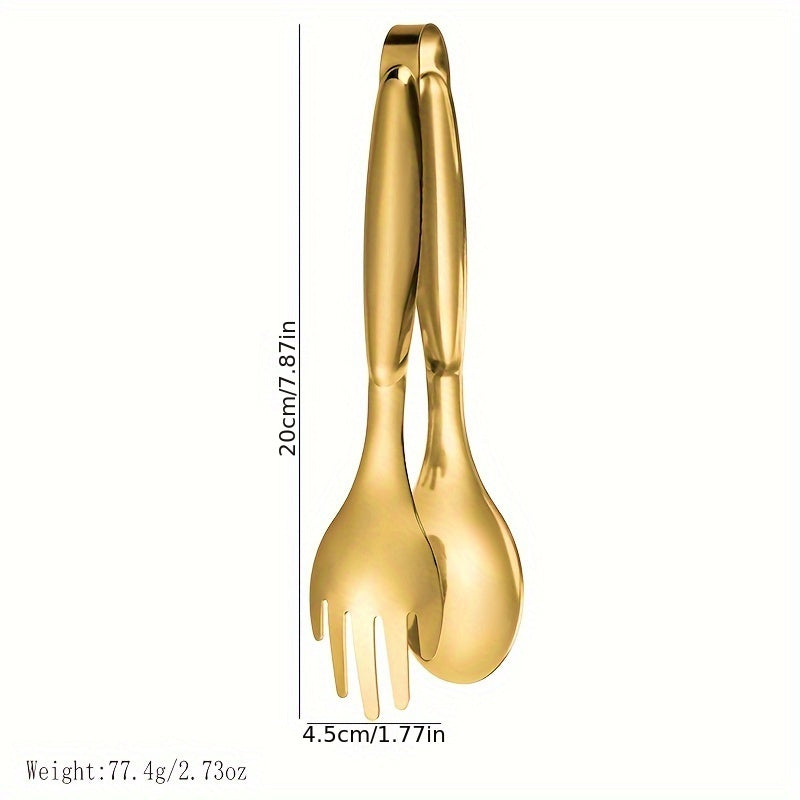 Classy Gold-Plated Stainless Steel Serving Tongs - Ideal for Serving Salads, Bread, & Buffets - Long-Lasting Kitchen Tools