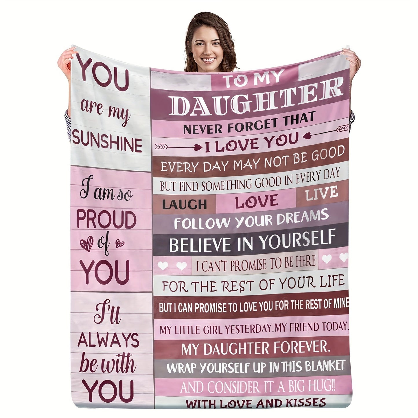 Soft and creative "To My Daughter" flannel blanket, perfect for couch, sofa, office, bed, camping, and travel. This multi-purpose gift blanket is suitable for all seasons.