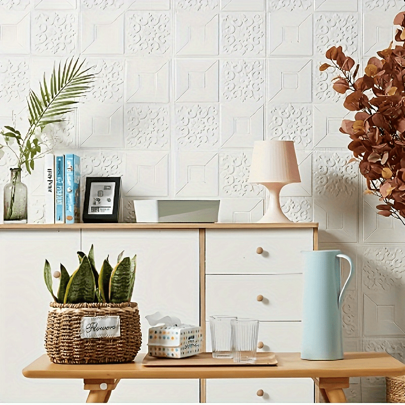 20pcs WONGIRL 3D Foam Wall Tile Stickers, Self-Adhesive & Waterproof, perfect for home decor in various rooms.