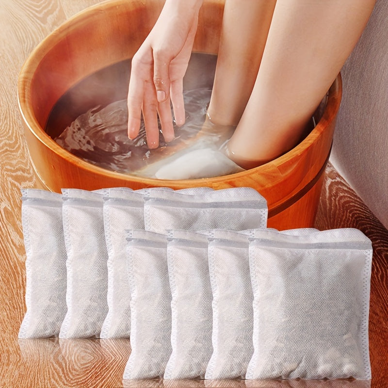 8 Herbal foot soak bags containing 12 traditional Chinese herbs for deep cleansing and relaxation of tired, cold feet.