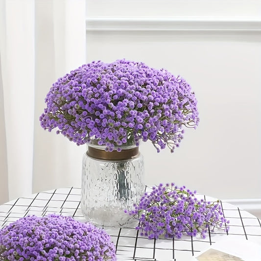 15/25/30pcs Artificial Gypsophila Flowers, Simulation Handheld Baby's Breath Bouquet for Wedding/Birthday/Bridal Shower Décor, Fake Purple Dried Flowers for Spring Room Decor. Perfect for Home, Table, Cafe, or any Spring/Summer Décor.