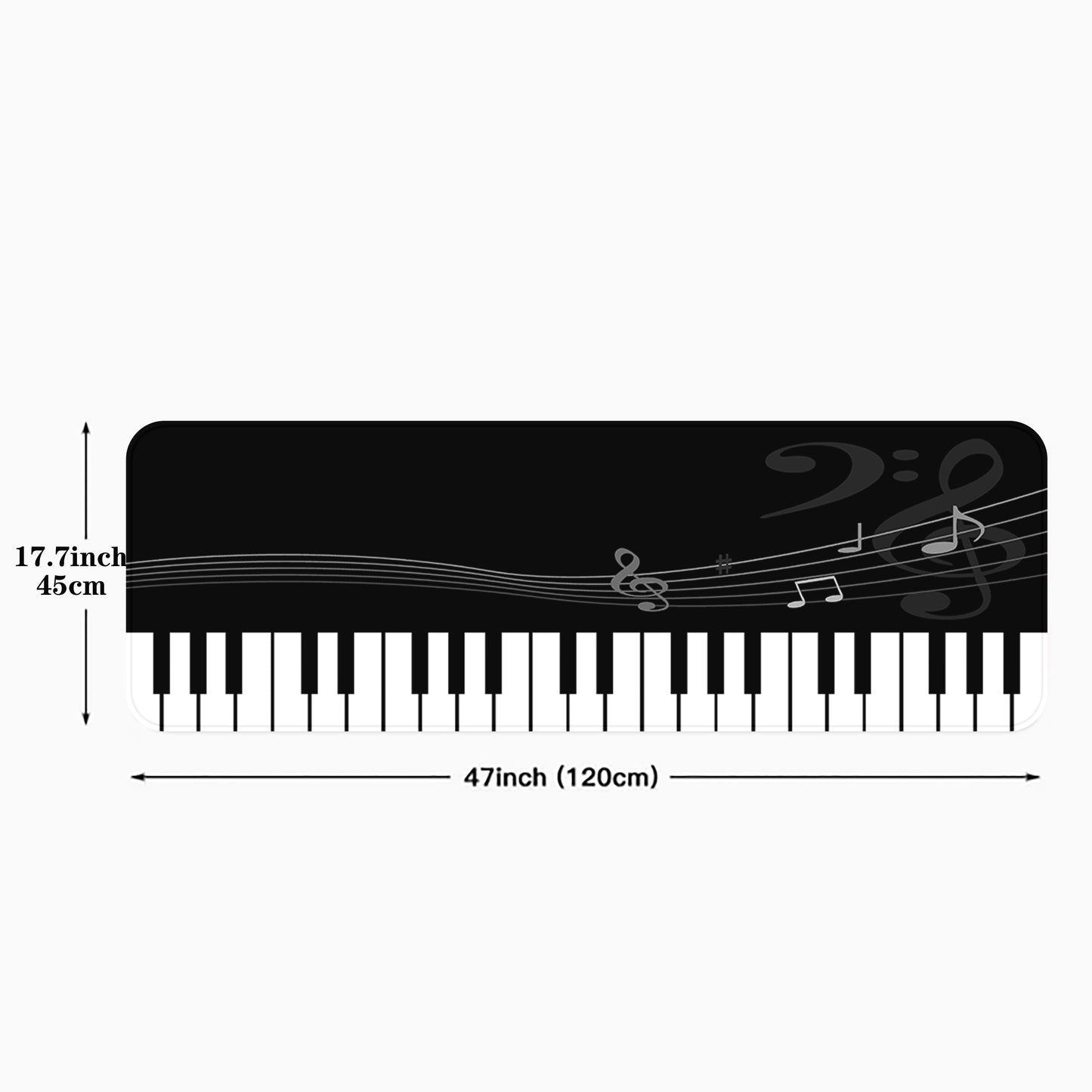 Piano Key Kitchen Floor Mat, Non-Slip and Oil-Proof with Flannel Softness, Waterproof and Dirt-Resistant. Machine Washable for Easy Cleaning. Perfect for Entrances, Kitchen, Living Room, Laundry, Bathroom. Decorative and Water-Absorbing Mat.