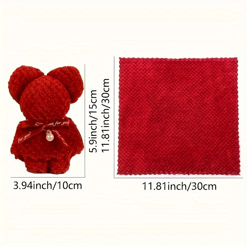 20 Ultra-Soft Coral Fleece Bear Towels in Clear Gift Bag - Ideal for Special Events