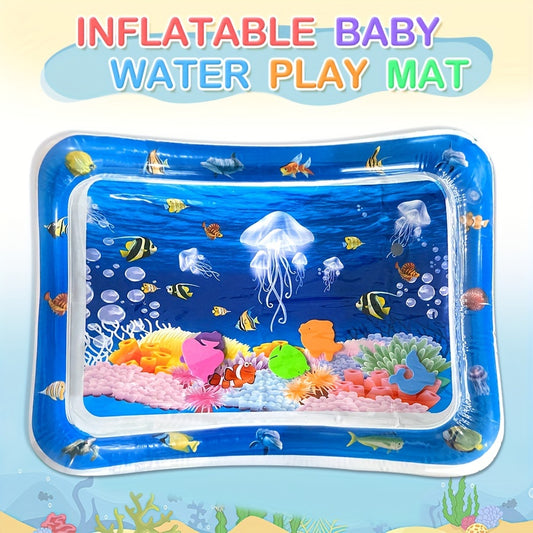 Inflatable water pad puzzle game featuring marine life designs and underwater world patterns.