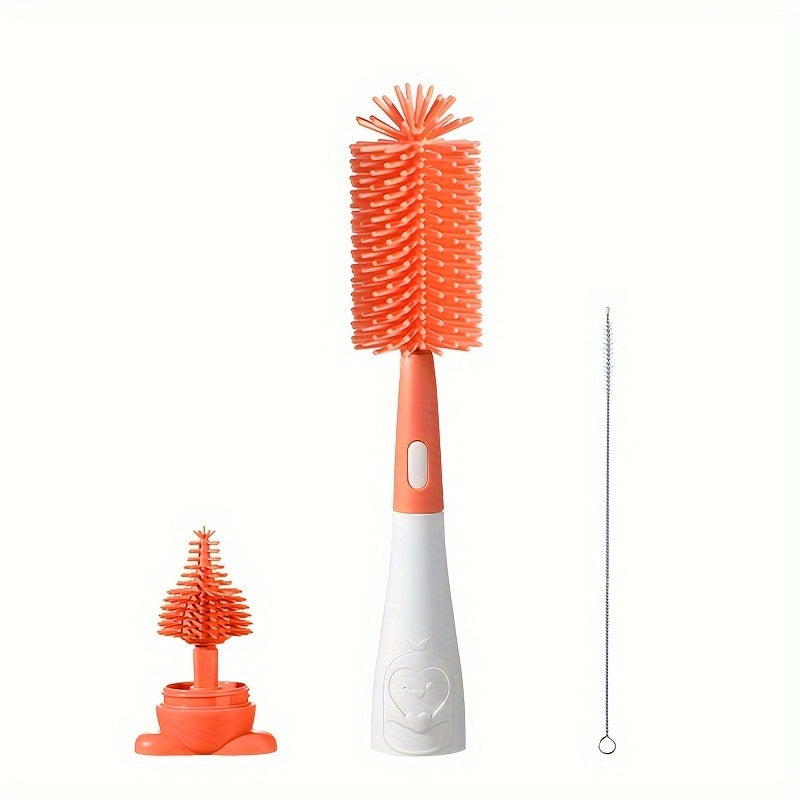 Set of silicone brushes for cleaning bottles, pacifiers, straws, and cups