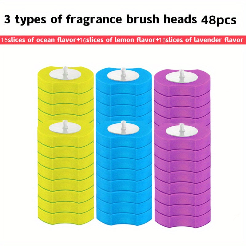 1 set of disposable toilet brush with 8 brush heads for cleaning bathrooms and toilets. Additional brush heads can be bought separately.