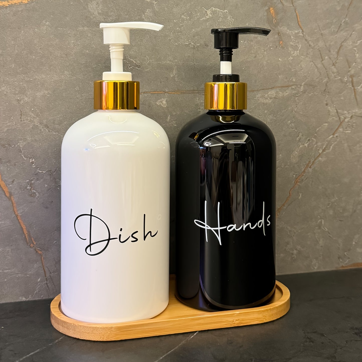 2-pack of 17 oz hand & dish soap dispensers - Plastic, freestanding with refillable lotion pump bottles for kitchen and bathroom use, holiday decorations.