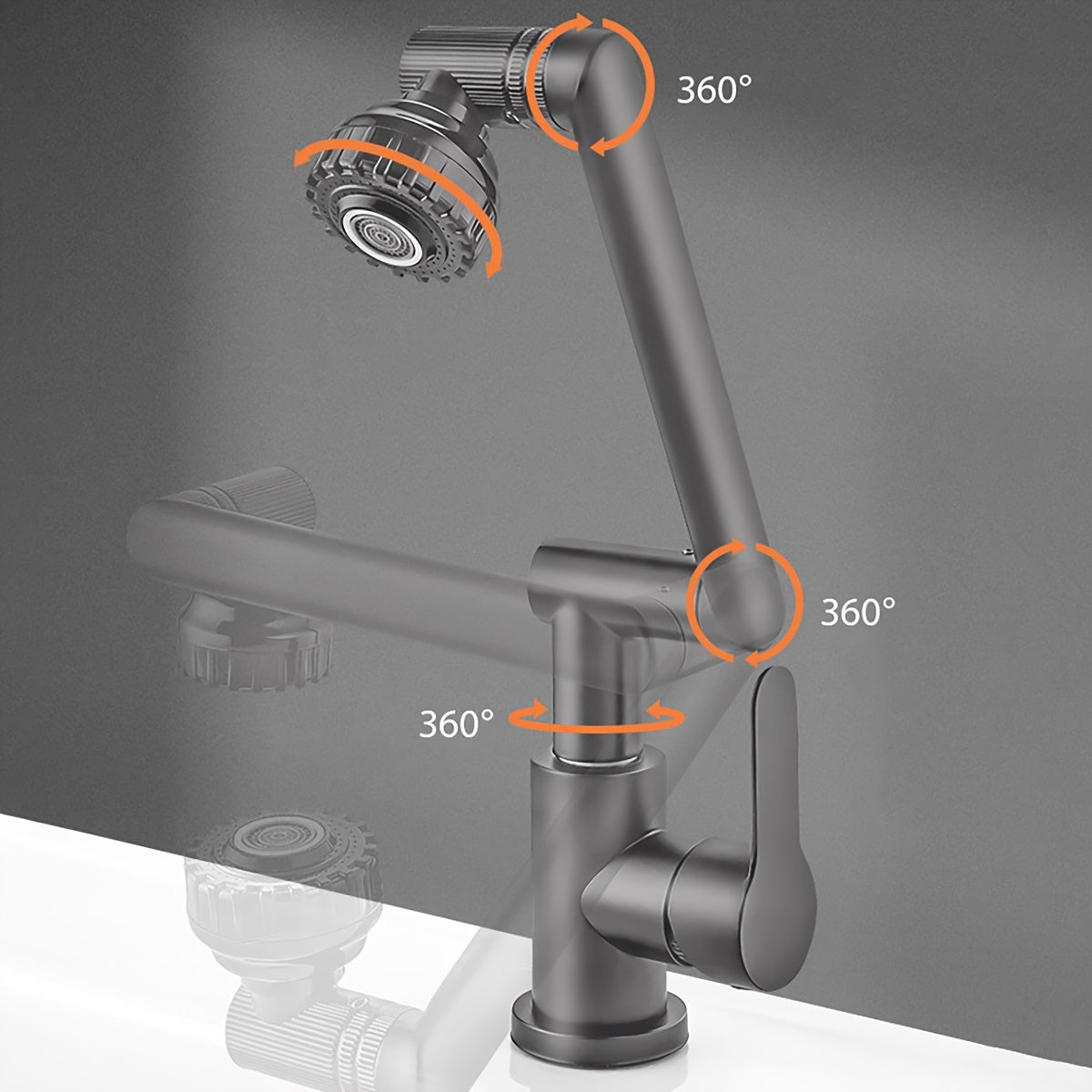 Black stainless steel faucet with rotating lucky cat design for hot and cold water in bathroom and kitchen.