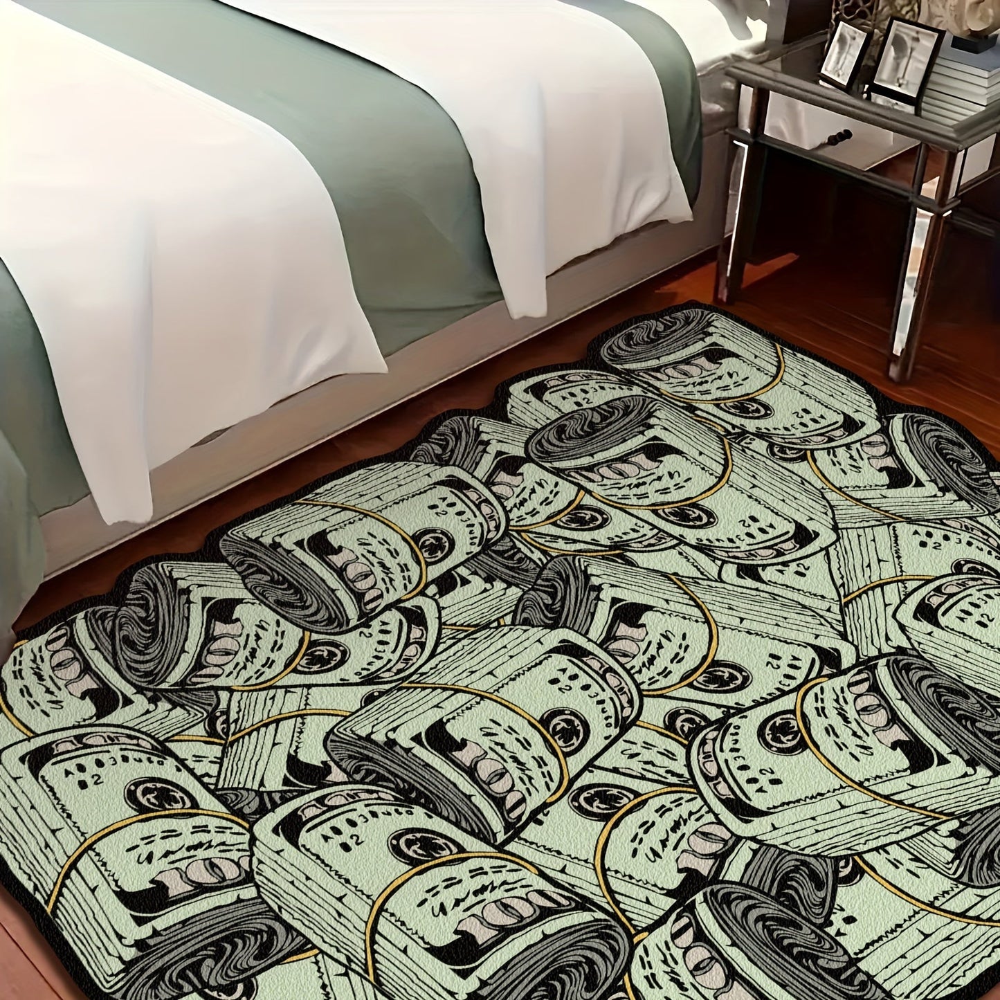 Soft and comfortable Festive Dollar Bill Pattern Carpet perfect for your living room or bedroom - Hand wash recommended.