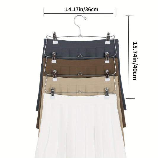 Set of 4 Skirt Hangers with 4 Layers - Made of Metal for Organizing Your Wardrobe Efficiently