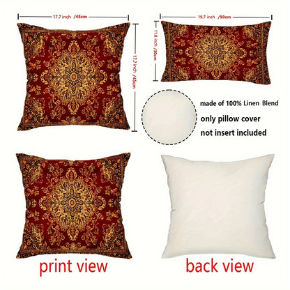 Geometric red tribal printed throw pillow cover in two sizes, perfect for home decor in living room or bedroom. Does not include pillow insert.