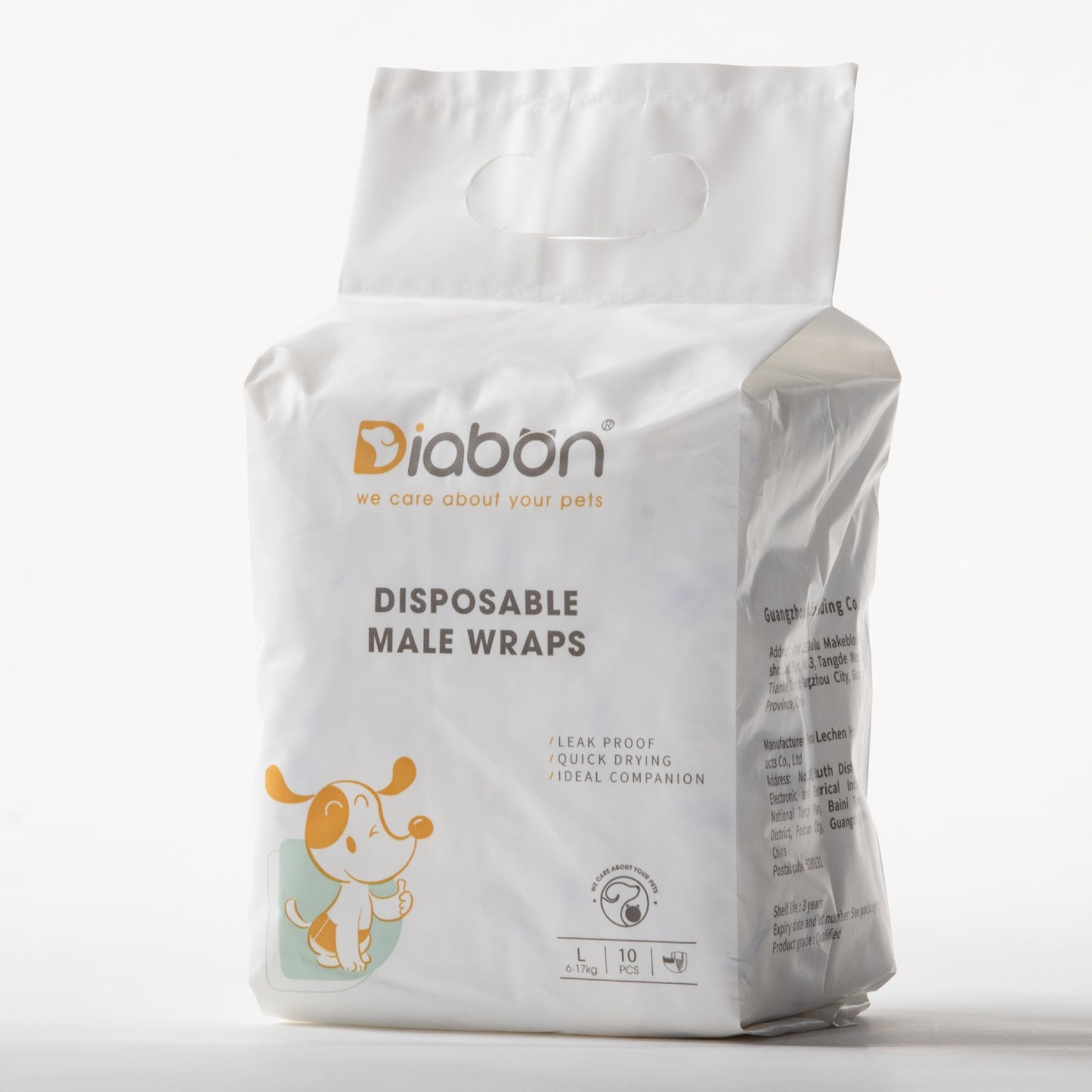 Diabon Disposable Dog Diapers for puppies, elderly dogs, surgery recovery, incontinence, leak-proof comfort wraps.