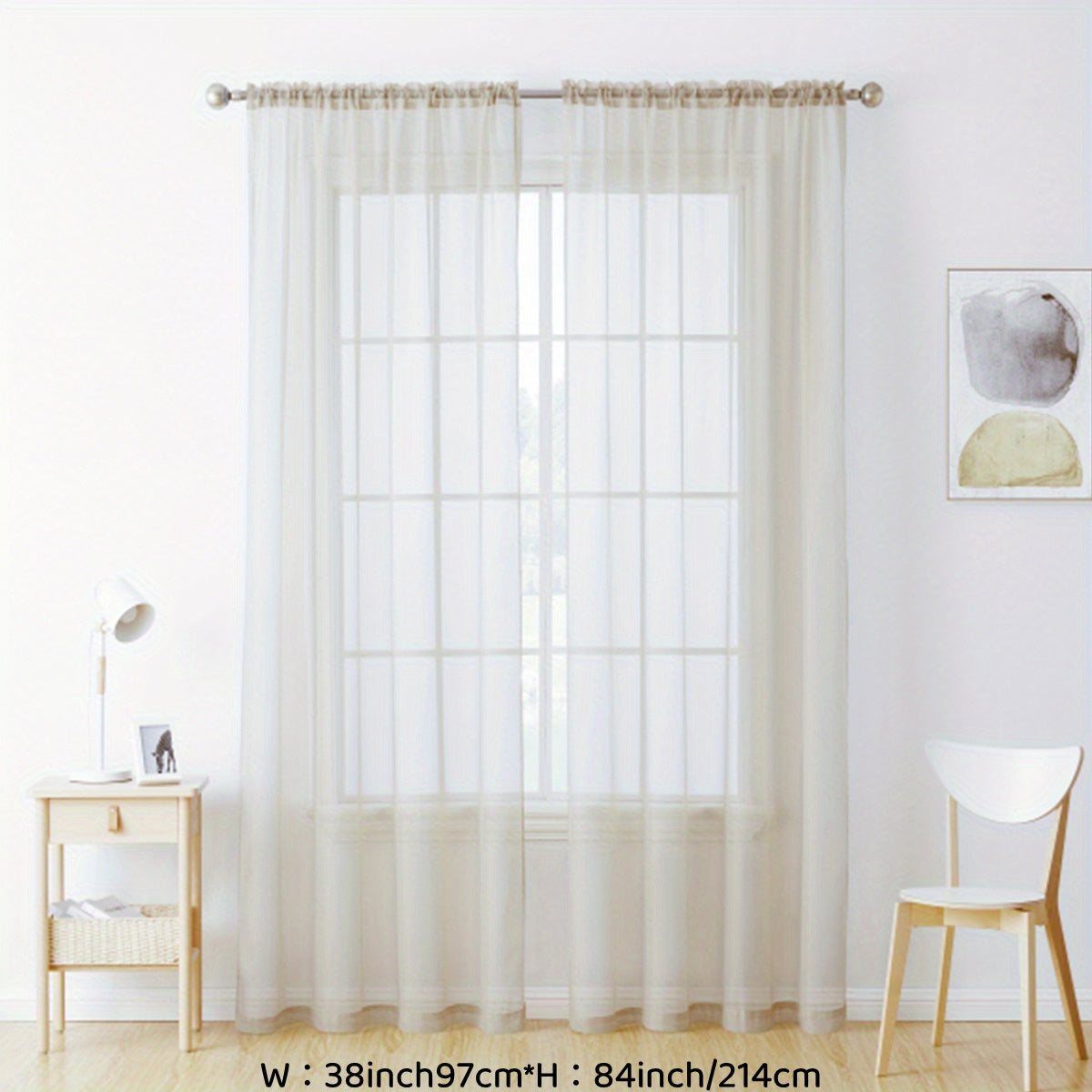 Enhance your decor with these elegant sheer voile curtain panels. Made of semi-transparent polyester, they feature a rod pocket design for easy hanging in your kitchen, bedroom, or living room. Create a romantic ambiance with these beautiful curtains.