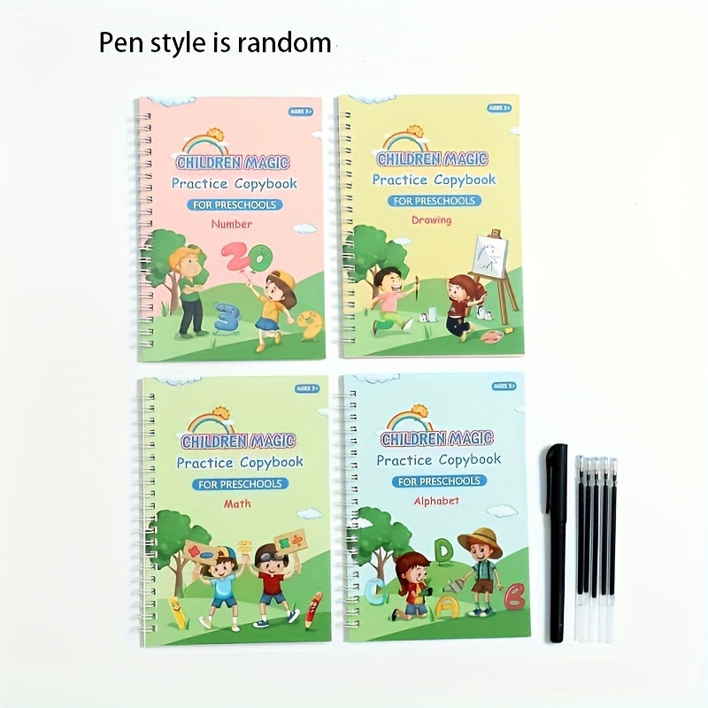 Kids' Magic Word Copybook Set with Pen and Refills - Preschool Education Workbooks