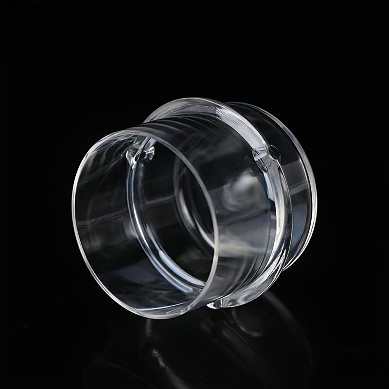 One piece of a transparent measuring cup with a plastic liquid addition cover and stirring pot cover, suitable for use with food grade mixers. Capacity: 100mL.