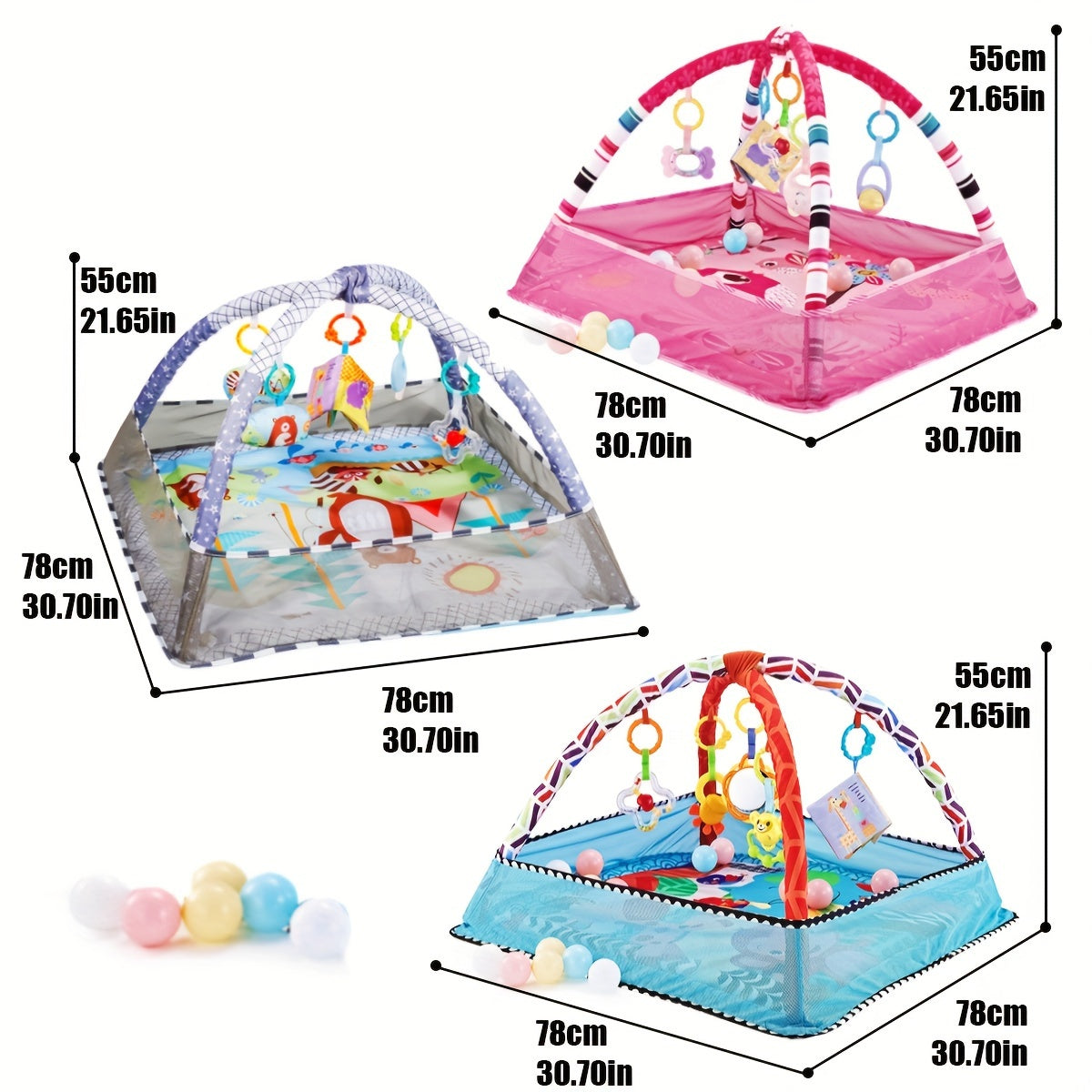 1pc Baby Playpen Gym with Hanging Toys - Versatile play yard for infant development and exercise - Ideal holiday gift.