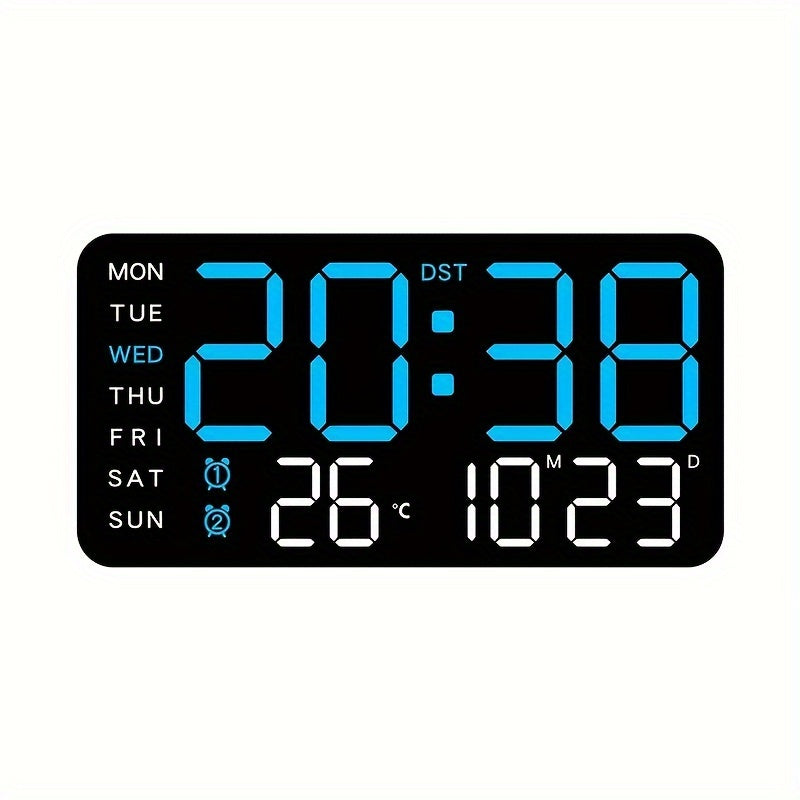 Voice-Activated Wall Clock with Temperature, Date, Time, Alarms, and Snooze - Sleek Design, Battery-Powered - Ideal for Bedroom.