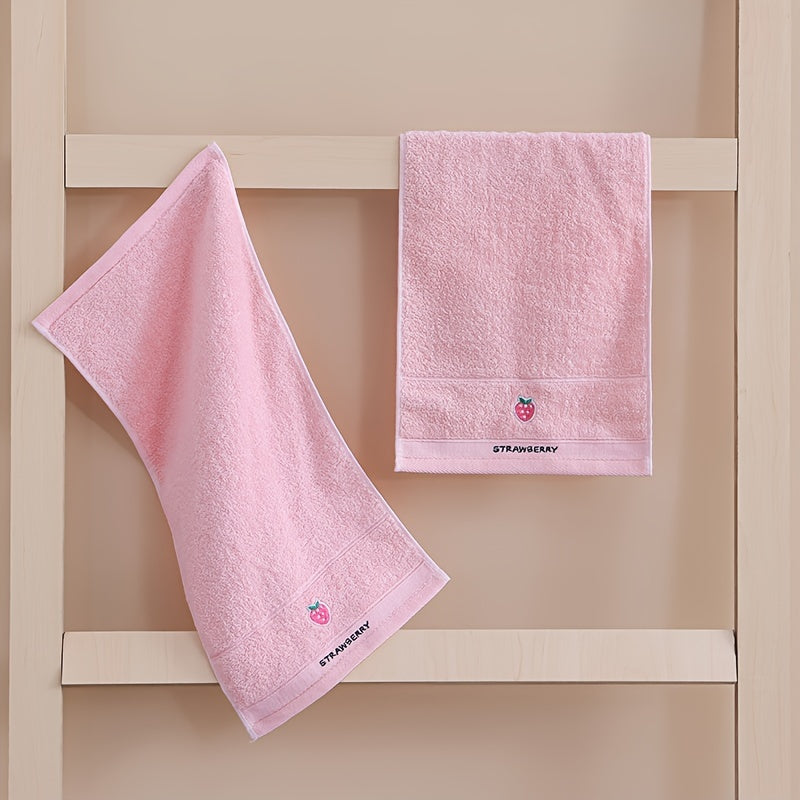 4-Pack of fruit embroidered hand towels, made of super soft knit fabric, 400gsm, hand wash only, perfect for daily use.