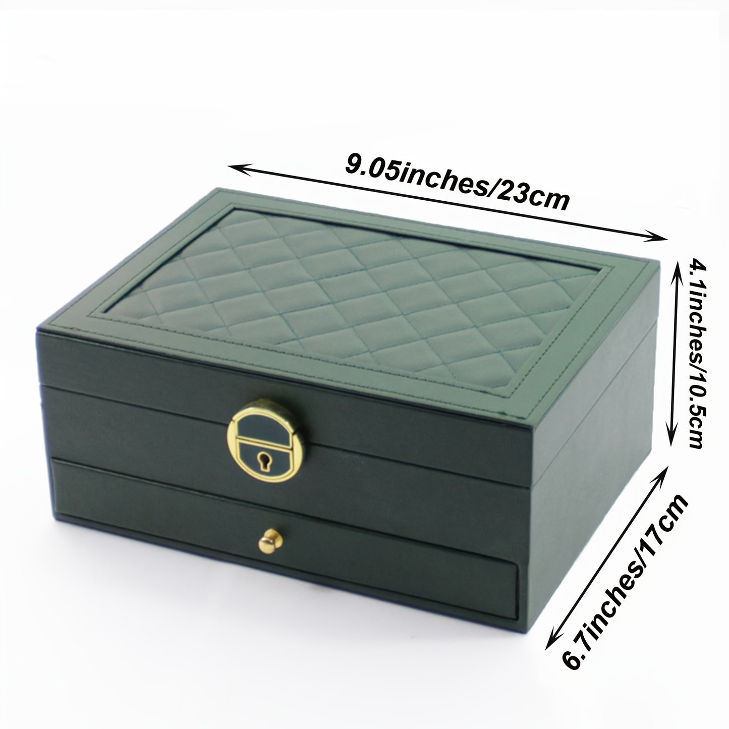 Luxurious faux leather jewelry organizer with lock, spacious drawers for accessories - perfect gift for women and girls.