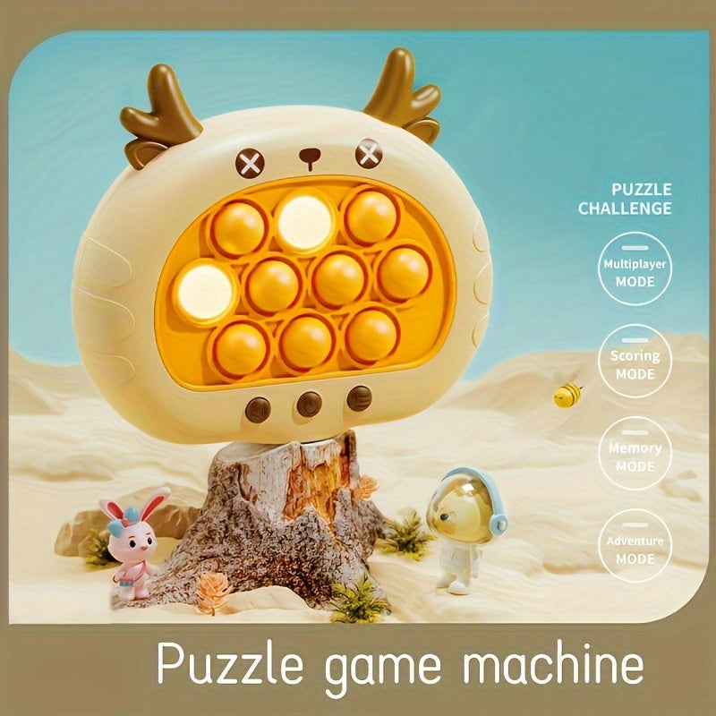 Try our Quick Push Game Console for on-the-go fun! Simply press play and watch as the ground mouse scurries around to keep your focus sharp. This toy is great for training, decompressing, and providing educational entertainment. (Batteries not included)