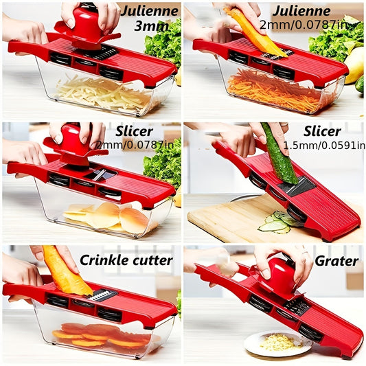 1 Set containing a Vegetable Chopper, Multifunctional Fruit Slicer, Manual Food Grater, Vegetable Slicer, Cutter with Container, Onion Mincer Chopper, Household Potato Shredder - all essential Kitchen Gadgets and Accessories.