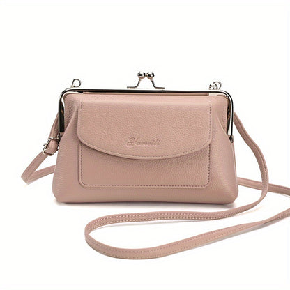 Chic beige crossbody bag for women with adjustable strap, flap closure, and large capacity. Ideal for both casual and evening wear.