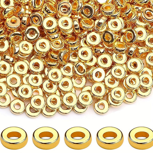 500 pieces of 6mm Golden Flat Round Spacer Beads, Bulk CCB Disc Beads for DIY Jewelry Making of Bracelets, Necklaces, and Earrings, Craft Supplies included