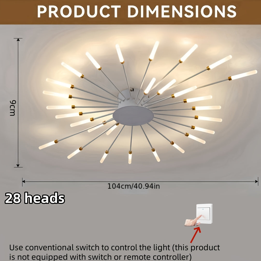 Sleek LED ceiling light with warm white glow, polished metal finish and acrylic shade. Perfect for living room, dining area, or bedroom. Features stylish lantern design for modern decor.