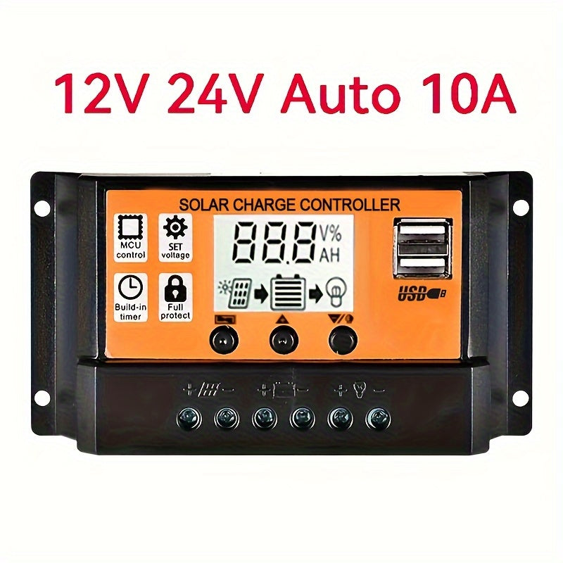 1pc Solar Charge Controller, 100A High Efficiency, 12V/24V Solar Panel Power Supply with 10A-100A Range, Hard-Wired, Accepts Below 50V, for Off-Grid Systems & Solar Panels.