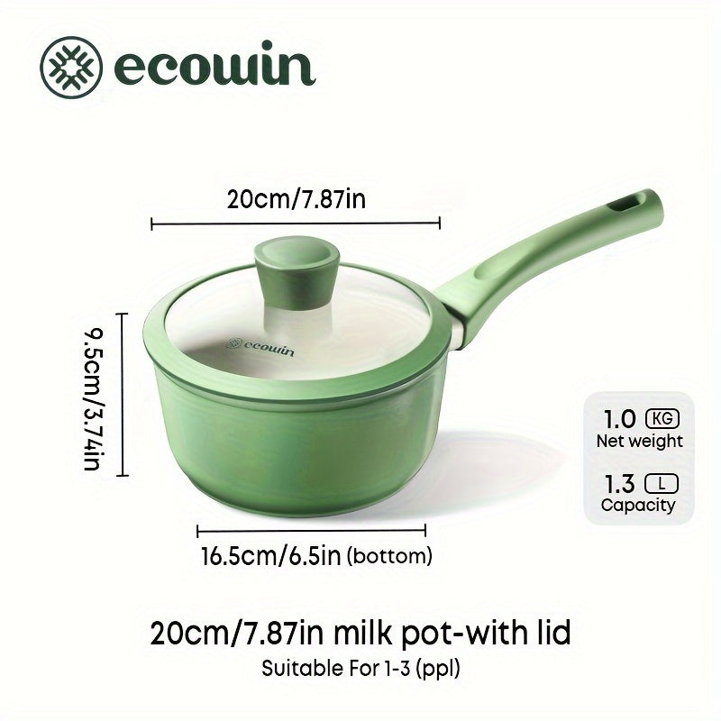 Ceramic Milk Pot by Ecowin - Non-Stick Coating, Safe for Dishwasher, Suitable for Use on All Stovetops