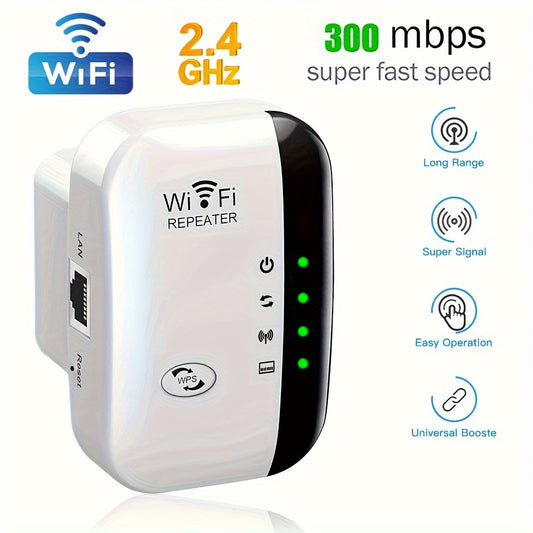 Momotor WiFi Extender boosts signal for home and office, easy setup with Ethernet port, ideal for coffee shops and more.