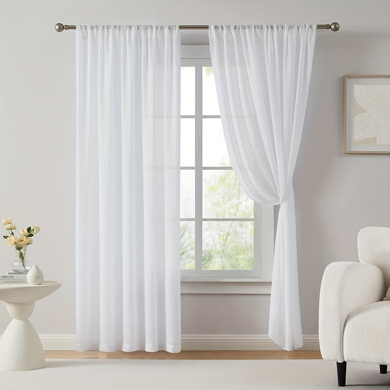 Chic and versatile, this elegant white chiffon curtain is perfect for adding a touch of sophistication to your living room, bedroom, office, or cafe decor. Plus, it's easy to clean and maintain, making it a practical and stylish addition to any space.