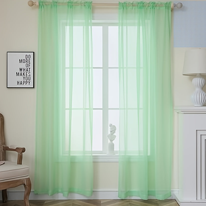 [Top Pick] Add a touch of elegance to your home with these stylish terylene gauze curtains. The two-piece set features a semi-transparent design in a plain color, perfect for creating a breathable and lightweight atmosphere in any room. Hang them with