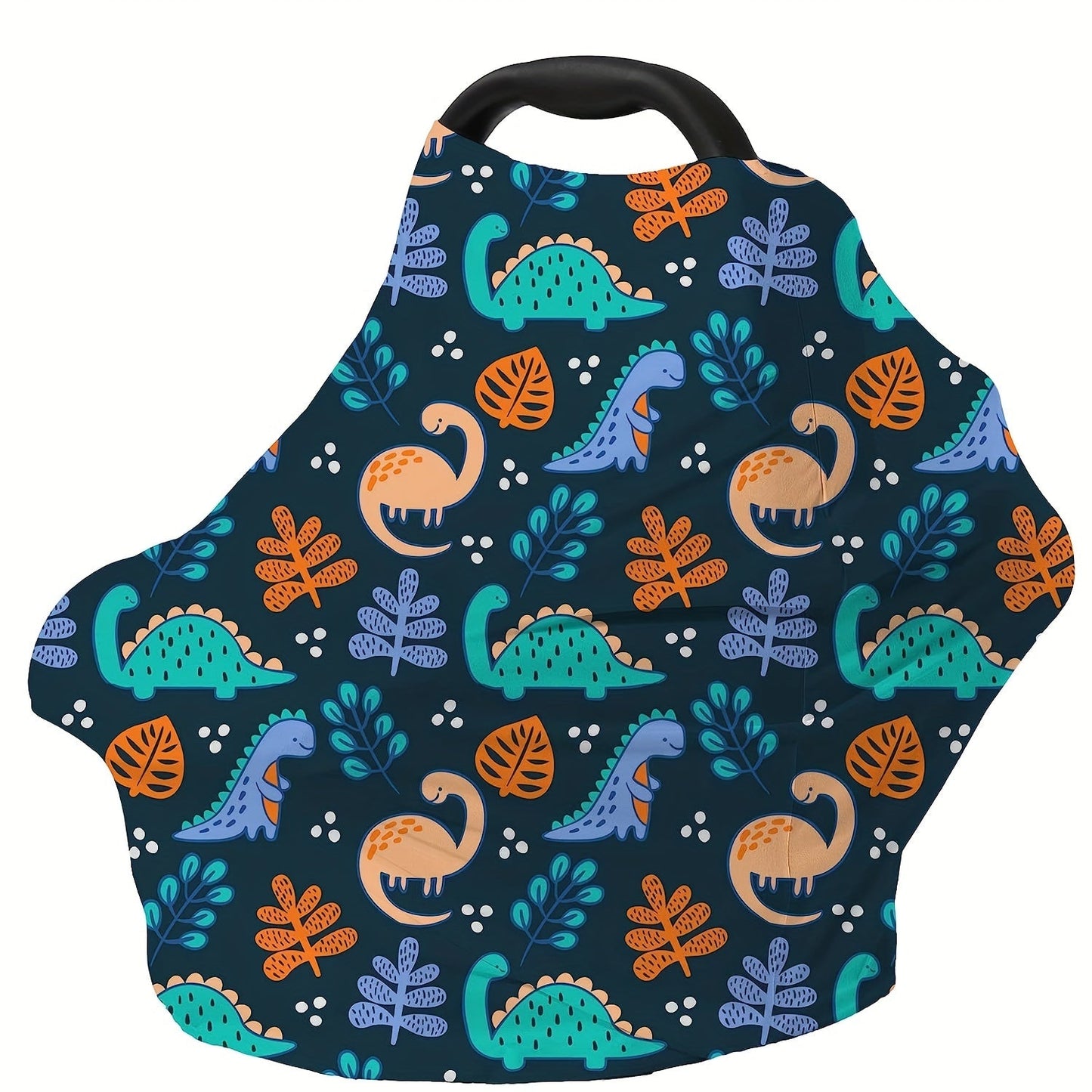 Cover your shopping cart, car seat, and breastfeed in style with the Dinosaur-themed Multi-Use Stretchy Cover for Breastfeeding and Grocery Trolleys.