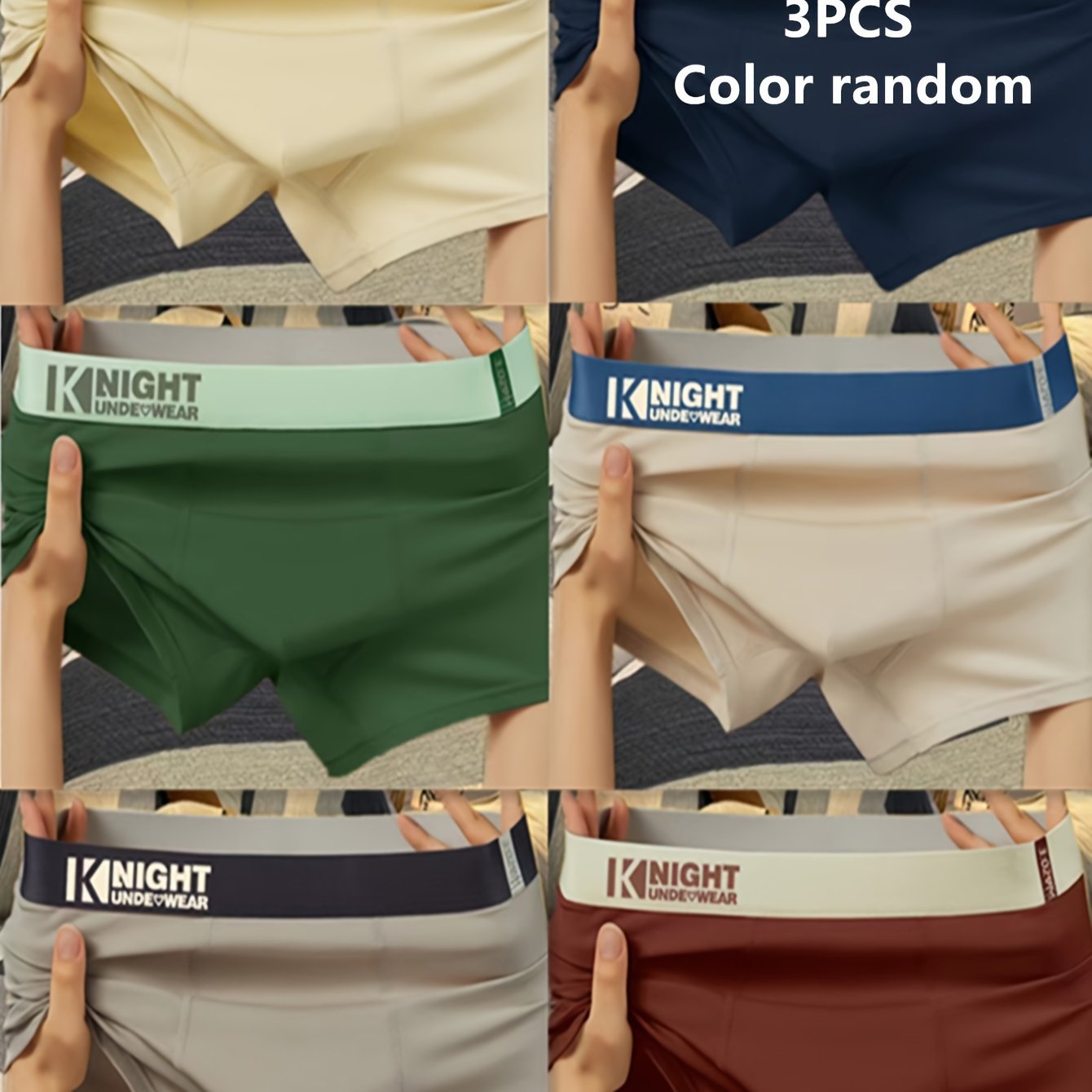 Three-pack of Knight Men's cotton boxer briefs made of 95% cotton and 5% spandex. Comfortable and breathable with a soft stretch knit fabric in solid colors. Everyday low-rise trunks.