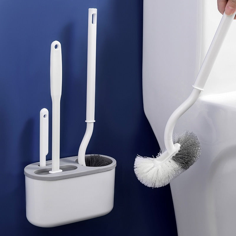 Modern Wall-Mounted Toilet Brush Set with Holder, Uncharged Manual Brush for Home Use