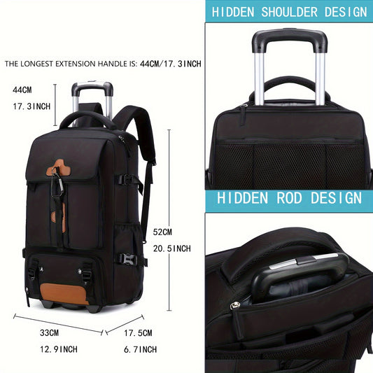 Rolling backpack for 17-inch laptop with shoe compartment for men and women. Suitable for business and school.