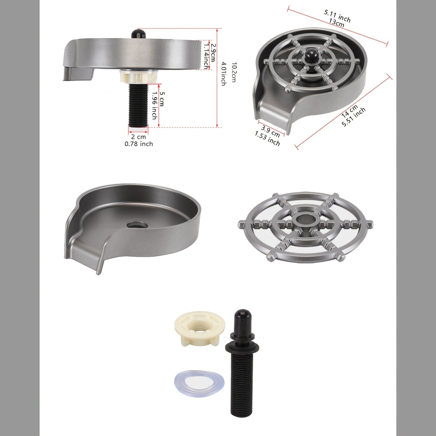 High-pressure Cup Washer Set, Automatic Cleaner for Embedded Sink Press, High-pressure Sink Spray Washer, Glass Rinser for Home Kitchen, Coffee Shop, Milk Tea Store, and Bar. Includes Faucet and Kitchen Accessories.