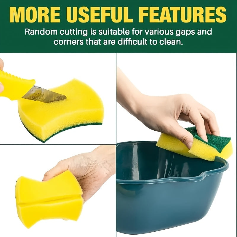 10/12/24 pieces of versatile kitchen sponges: Exceptionally absorbent, capable of removing rust and grease from pots, dishes, and furniture - featuring a durable double-layer design with abrasive fibers for enhanced grip.