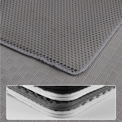 Large cat litter mat made of EVA material prevents spills and leaks, containing litter. Non-slip, washable, waterproof, and odor-resistant. Ideal for litter boxes and protecting pet items.