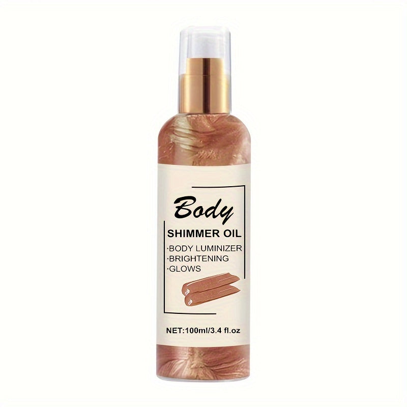 100ml Body Shimmer Oil with Golden Bronze Glow, Moisturizing and Illuminating, Suitable for All Skin Types